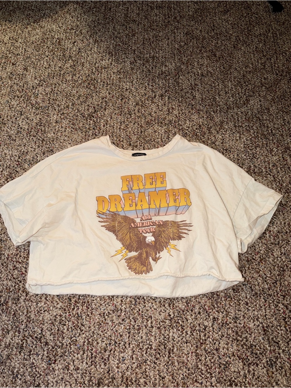 Free Dreamer Eagle Graphic Cropped Tee - Cream